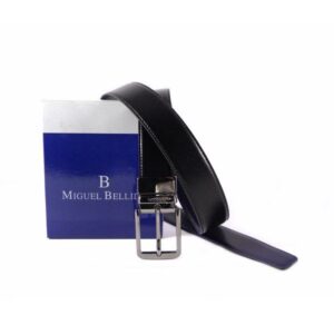 Cinturón Miguel Bellido reversible negro – azul marino con hebilla plata