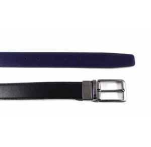 Cinturón Miguel Bellido reversible negro – azul marino con hebilla plata