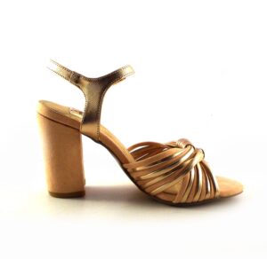 Sandalias de tacón E.Ferri nude con dorado