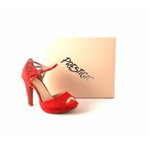 Sandalias mujer Prestigio antelina rojo con pulsera