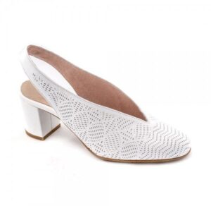 Zapatos de tacón en piel D’Chicas destalonado color blanco