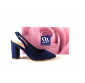 Zapatos punta fina y tacón ancho D’Angela Shoes color azul marino