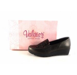 Zapatos piel confort Valeria’s plantilla extraíble y cuña baja marrón coco