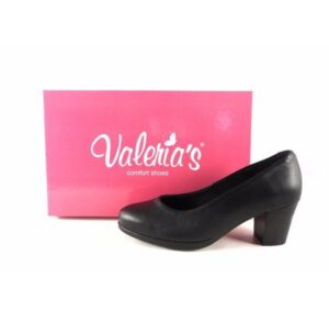 Zapatos de salón en piel suave y tacón medio Valeria’s color negro