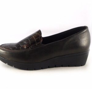 Zapatos piel confort Valeria’s plantilla extraíble y cuña baja marrón coco