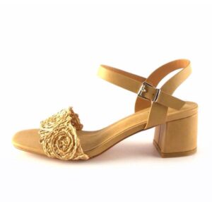 Sandalias de tacón medio D’Angela Shoes rafia camel