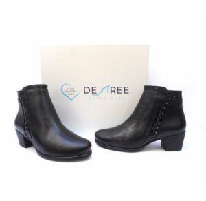 Botines piel cómodos de tacón bajo Desireé Shoes color negro