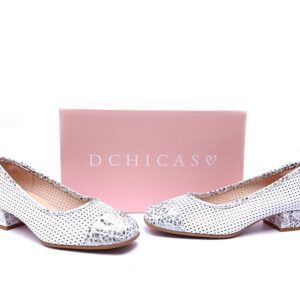 Zapatos de salón D’Chicas blanco con plata picado